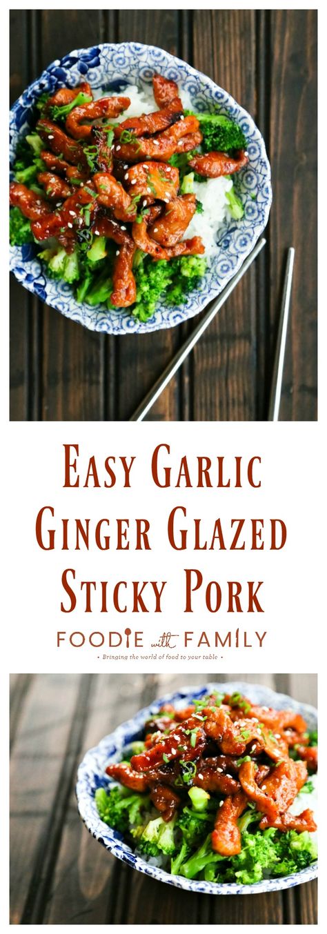 Easy Garlic Ginger Glazed Sticky Pork, Pork And Broccoli Recipes, Pork And Broccoli, Perfect Roast Pork, Pork Chinese, Chinese Pork Recipes, Spicy Broccoli, Potatoes Broccoli, Sticky Pork