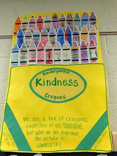 The Crafty Counselor: Kindness Class Projects Crayon Activities, Counseling Bulletin Boards, Kindness Challenge, Kindness Activities, Counseling Lessons, Guidance Lessons, Elementary Counseling, Elementary School Counseling, Bulletin Board Ideas