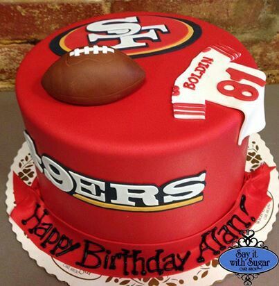 Nfl Cake Ideas, Fresh Flower Cake Decoration, 49ers Cupcakes, San Francisco 49ers Cake, Razorback Cake, 49ers Birthday Party, 49ers Birthday, 49ers Cake, Nfl Cake