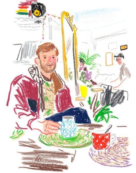 Quick Illustration, Cafe Illustration, Portrait Au Crayon, Late Morning, 심플한 그림, Late Art, Color Pencil Illustration, Illustration People, Crayon Drawings