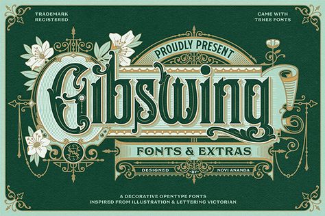 NS Gibswing Font Victorian Lettering, Victorian Fonts, Arte Pulp, Signage Signs, Vintage Display, Creative Fonts, Typeface Design, Vintage Fonts, Print Advertising