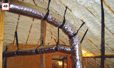 4 Rules for Flexible Ducts that Remodelers Need to Know | Pro Remodeler Ductwork Installation, Garage Attic Storage, Air Energy, Hvac Ductwork, Air Conditioner Maintenance, Flexible Duct, Vent Duct, Diy Stained Glass Window, Roof Sheathing