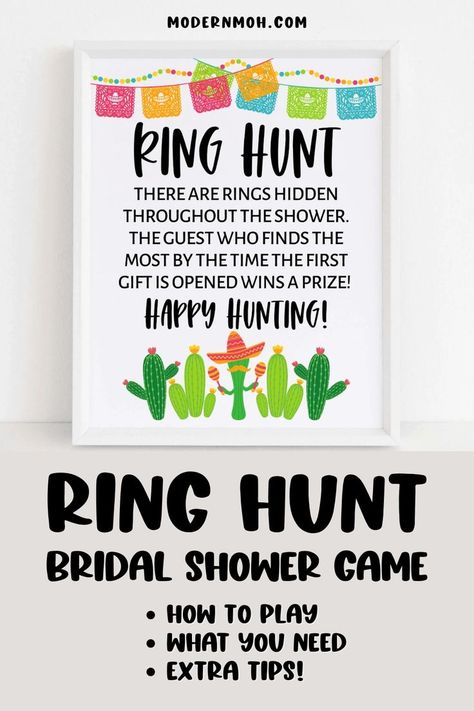 Looking for a new way to entertain guests at your bridal shower party? The bridal shower ring hunt is a great activity! This bridal shower game will have everyone searching for hidden rings while celebrating the bride-to-be. Discover how to play and get free printables to make it extra easy to set up. Here's your ultimate guide to the ring hunt game, also called the hidden rings bridal shower game! | Wedding Planning Ring Hunt Game, Maid Of Honor Responsibilities, Ring Hunt, Game Wedding, Shower Rings, Bridal Shower Game, Bridal Shower Party, Bridal Shower Games, Classic Ring