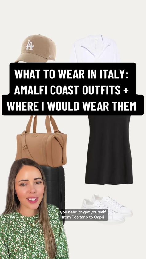 Some Italian summer outfit inspo - more specifically Amalfi Coast outfit ideas - from my article about what to wear in Italy! Here’s what I would wear on an Amalfi Coast boat tour, to a Positano beach club, to dinner at La Sponda, and more. #italyoutfits #amalficoastoutfits #summeroutfitinspo #italiansummeraesthetic #outfitinspo #styleboard #europeansummer #positanorecs Coast Outfit Ideas, Amalfi Coast Boat, Amalfi Coast Outfits, What To Wear In Italy, Positano Beach, Italian Summer Aesthetic, Coast Outfit, Italian Summer Outfits, Europe Travel Outfits