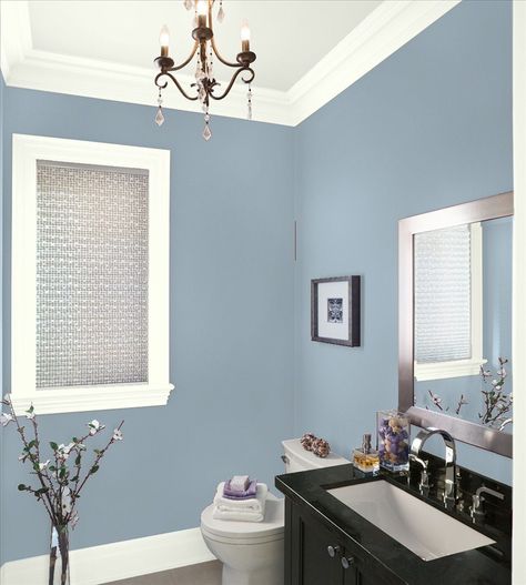 Winter lake by Benjamin Moore Bedroom Paint Colors Purple, Purple Girls Room, Interior Paint Colors Schemes, Purple Bathrooms, Bathroom Paint Colors, Interior Painting, Bedroom Paint Colors, Trendy Bathroom, Interior Paint Colors