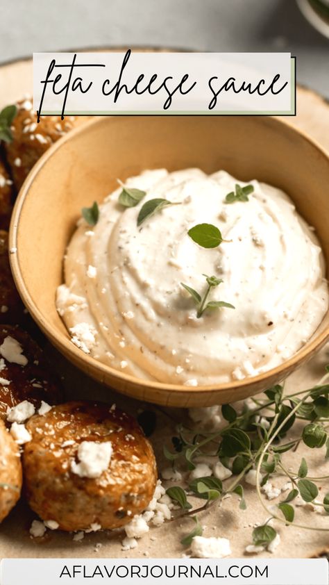 Creamy Feta Cheese Sauce Sauce With Greek Yogurt, Creamy Feta Sauce, Feta Cheese Sauce, Cheese Sauce For Steak, Feta Sauce, Sauce For Vegetables, Greek Sauce, Greek Yogurt Sauce, Feta Cheese Recipes