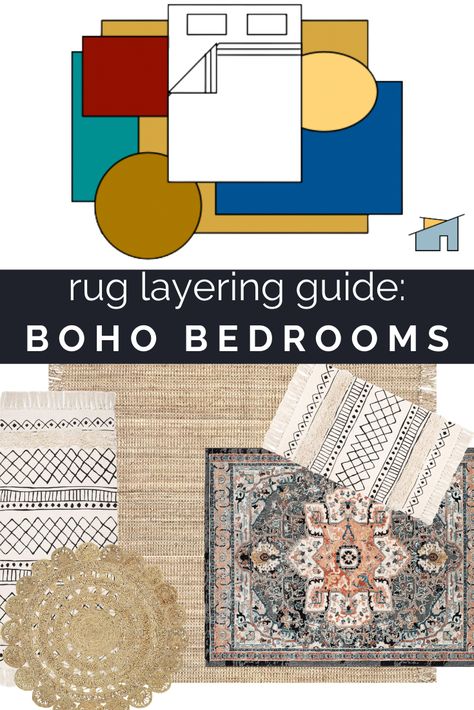 Layered Rugs In Bedroom, Boho Rug Layering Bedroom, Bedroom Rug Layering, Rugs In Bedroom Bohemian, Layering Rugs In Bedroom, Layered Rug Bedroom, Layer Rugs Bedroom, Double Rug Bedroom, Boho Rug Layering