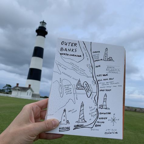 #OBX #outerbanks #map #outline #ocean #sketch #art #blackandwhite #northcarolina #colorhive Ocean Sketch, Bodie Island Lighthouse, Map Outline, Sketch Art, American Dream, Outer Banks, Bank Notes, Lighthouse, Adventure Travel