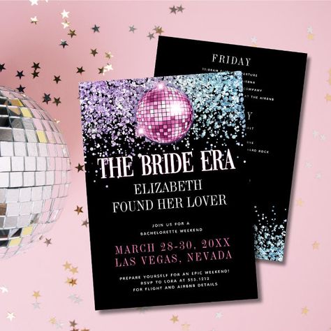 Trendy Glitter Disco Bride Era Bachelorette Party Invitation Eras Bachelorette Party, Taylor Swift Bachelorette Party, Last Disco Bachelorette Party, Trendy Bachelorette, Disco Bride, Trendy Bachelorette Party, Last Disco Bachelorette, Disco Bachelorette Party, Bride Era