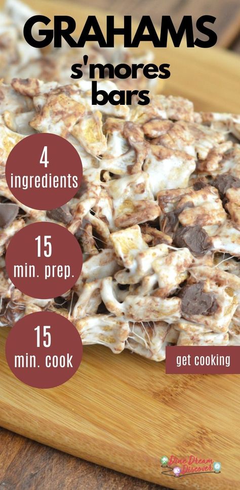 Easy S’mores Bars, S’mores Treats With Golden Grahams, S’more Cereal Bars, S’mores Bars Recipe Golden Grahams, S’mores Cereal Treats, S’mores Golden Graham Bars, Golden Graham’s S’mores Bars, S’mores Krispie Treats, S’mores Cereal Bars