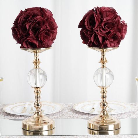 Burgundy Aisle Chair Flowers, Burgundy Flower Wedding Centerpieces, Marvel Themed Wedding Centerpieces, Wedding Hanging Decorations, Halloween Picnic, Burgundy Wedding Theme, Hanging Centerpiece, Pomander Balls, Kissing Balls