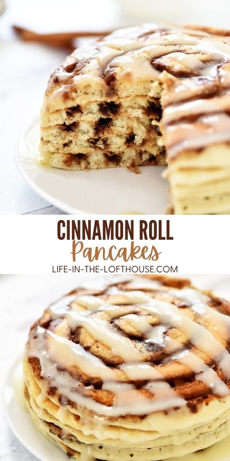 Cinnamon Roll Pancakes, Breakfast Recipes Sweet, Breakfast Sweets, Delicious Breakfast Recipes, Best Breakfast Recipes, Läcker Mat, Köstliche Desserts, Fun Baking Recipes, Breakfast Brunch Recipes