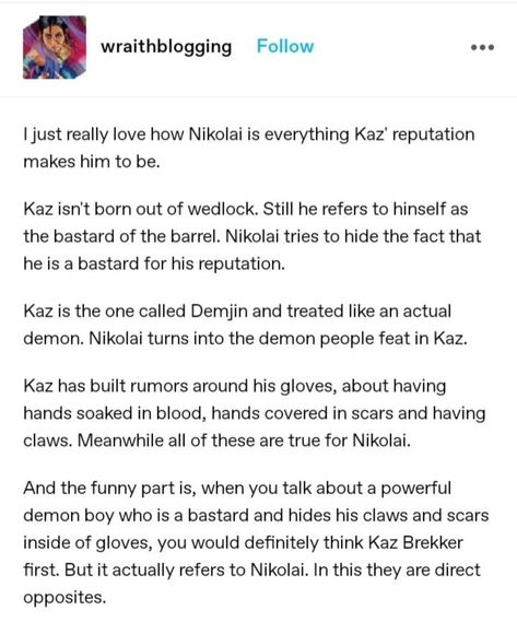 Kaz And Nikolai, Shadow And Bone Nikolai, Demon In The Wood Leigh Bardugo, Grishaverse Reading Order, Shadow And Bone Headcanons, Shadow And Bone Grisha Orders, Kanej Six Of Crows Memes, Shadow And Bone Memes Hilarious, Nikolai Lantsov