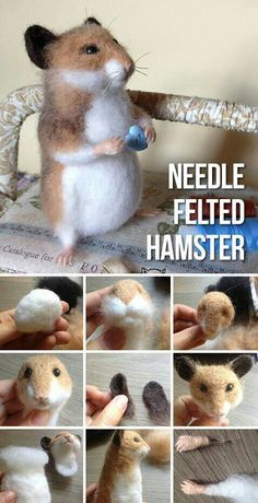 Simple Needle Felting Projects, Needle Felted Animals Tutorial, Felt Hamster, Felted Hamster, Felting Tutorial, Hantverk Diy, Needle Felting Tutorial, Felt Toys Patterns, Cute Hamster