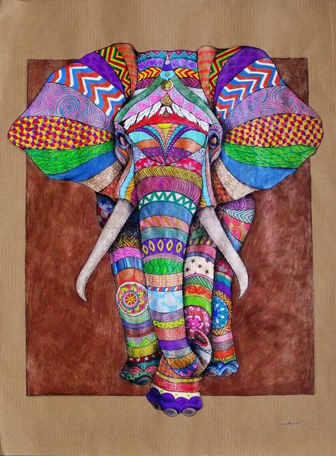 Elephant Collage Art, Elephant Quilts, Elephant Quilts Pattern, Elephant Quilt, Elephant Blanket, Colorful Elephant, Print On Demand Products, Quilt Care, Elephant Painting