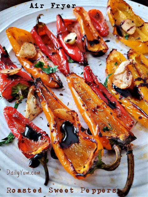 Peppers Air Fryer, Roasted Sweet Peppers, Mini Peppers Recipes, Daily Yum, Sweet Pepper Recipes, Mini Peppers, Roasted Pineapple, Mini Sweet Peppers, Air Fryer Recipe