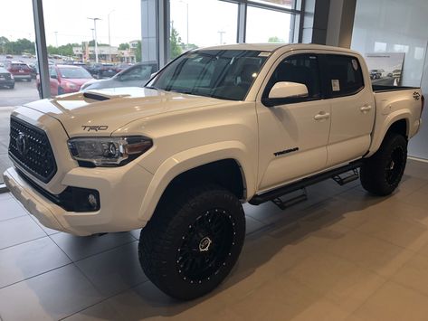 2019 white Toyota Tacoma TRD with Nitto Tires #Toyota #Tacoma #ToyotaTacoma #TRD #TacomaTRD #Nitto #Wheels #CVD #CVDauto #CustomVehicleDesign @NittoTires @Toyota Toyota Tacoma White, White Tacoma, Lifted Tacoma, Toyota Tacoma Lifted, White Toyota, Tacoma Toyota, Toyota Tacoma 4x4, Tacoma Truck, Custom Pickup Trucks