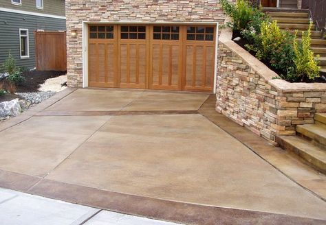 Stained Concrete Driveway, Acid Stained Concrete Patio, Handmade Suncatchers, Acid Stain Concrete, Staining Concrete, Plywood Floors, Diy Concrete Patio, Acid Concrete, Concrete Stain Patio