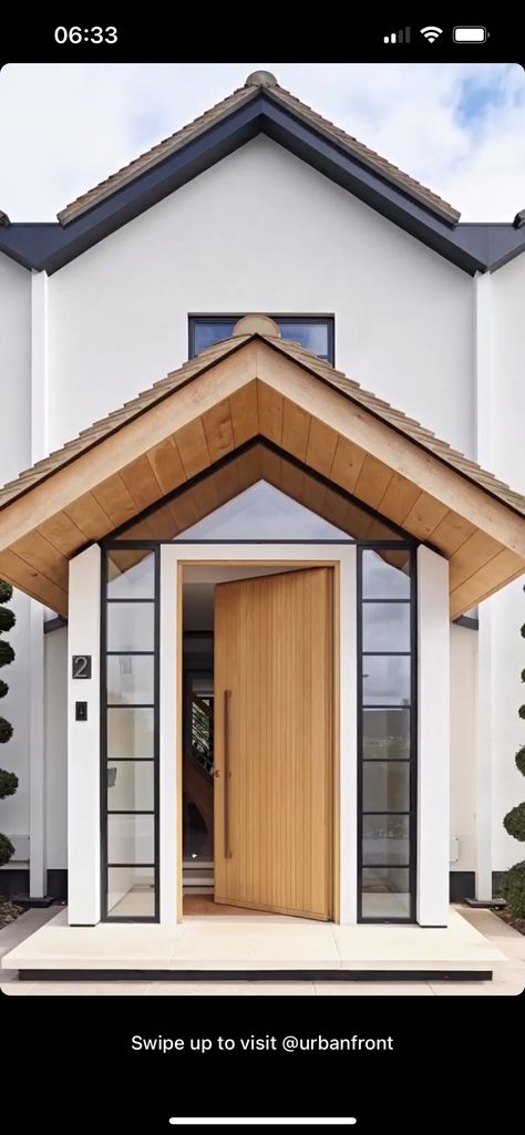 Front Doors Uk Ideas, Front Door Gable Roof, Front Of House Extension, Front Of House Extension Ideas, Modern Front Porch Ideas Uk, Entry Porch Ideas Entrance, Uk Porch Ideas, Front Porch Uk, Front Porch Design Uk