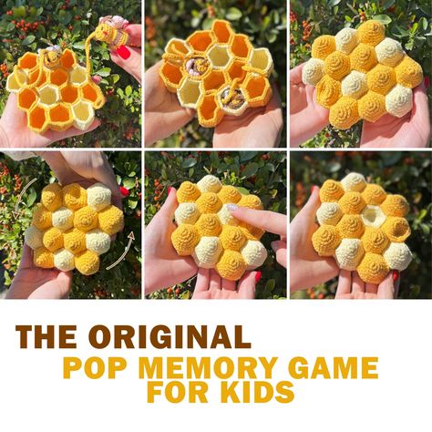 The ORIGINAL BEE POP Memory Game Crochet Pattern, Crochet Bee, Bee Crochet Memory Game, Amigurumi Bee Crochet Patterns, Pdf Pattern by CandyyarnShop on Etsy Crochet Memory Game, Amigurumi Bee, Bee Crochet, Crochet Game, Bee Bee, Crochet Bee, Memory Game, Crochet Cross, Memory Games