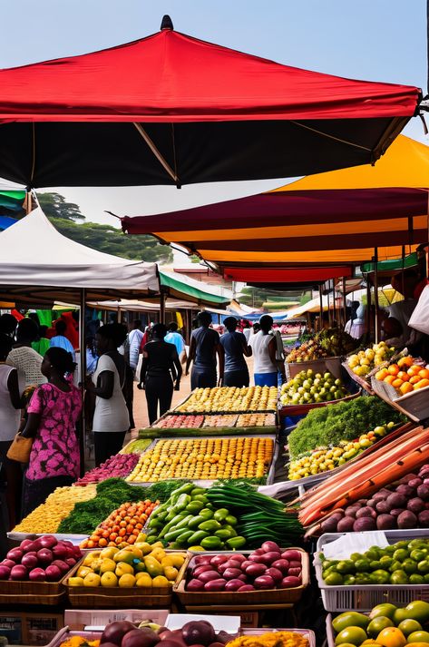 Immerse yourself in the vibrant energy of Kampala's Nakasero Market. This captivating image showcases the market's colorful stalls, energetic traders, and rich Ugandan culture. Explore a sensory feast of fresh produce, spices, textiles, and crafts. #Kampala #Uganda #NakaseroMarket #Market #Africa Ugandan Culture, Food Market Stall, Uganda Kampala, Room Collage, Kampala Uganda, Travel Culture, East Africa, Africa Travel, African Dresses