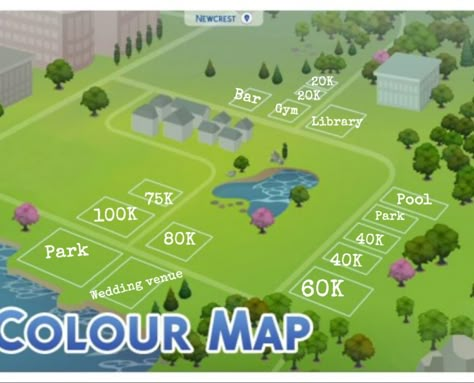 Newcrest Sims 4 Ideas Map, Sims 4 Build Challenges, Sims 4 Town Layout Newcrest, Sims 4 World Map Layout, Sims 4 Newcrest Map Layout, Sims 4 Newcrest Map Layout Ideas, New Crest Sims 4 Map Ideas, Sims Town Layout, Newcrest Sims 4 Layout Ideas