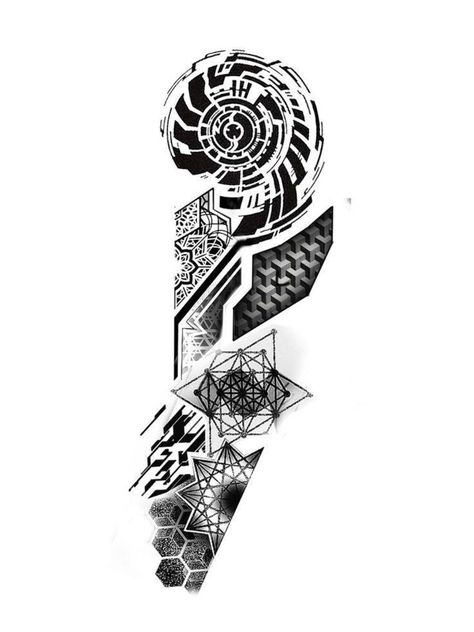 Tattoo Design Minimalist, Blackwork Tattoo Design, Voll Arm-tattoos, Tattoos Sketches, Pattern Tattoos, Geometric Tattoo Sleeve Designs, Cyberpunk Tattoo, Geometric Mandala Tattoo, Geometric Sleeve Tattoo