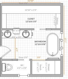 9 x 12 bathroom layout ideas - Yahoo Image Search Results Master Bath And Closet Layout, Ensuite Layout, Master Suite Layout, Master Suite Floor Plan, Master Bath Layout, Bathroom Floor Plan, Bathroom Layout Ideas, Bathroom Layout Plans, Master Bath And Closet