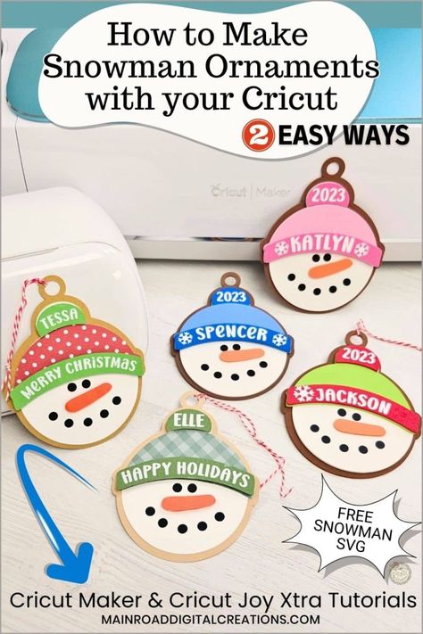 Paper Ornaments Cricut, Cricut Snowman Projects, Cricut Paper Ornaments, Personalized Ornaments Diy, Diy Personalized Christmas Ornaments, Cricut Christmas Ornaments, Cruffin Recipe, Christmas Ornament Tutorial, Office Activities