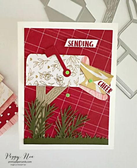 Handmade holiday card made with the Sending Love Bundle by Stampin\' Up! created by Peggy Noe of Pretty Paper Cards #sendinglovebundle #christmascard #holidaycard #stampinup #peggynoe How To Make Greetings, Stampin Up Valentine Cards, Holiday Cards Handmade, Paper Craft Tutorials, Make Your Own Card, Sending Love, Love Stamps, Stamping Up Cards, Handmade Holiday