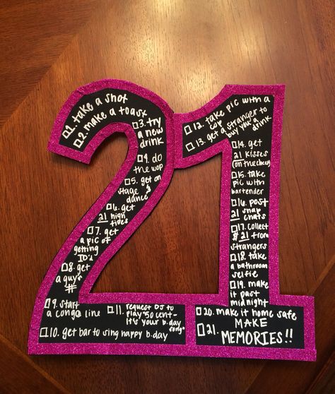 21st Birthday Sign! With a list of things to do! #21 #birthdaysign #list 21st Birthday Signs Checklist, 21st Birthday List, 21st Birthday Checklist, 21st Birthday Sign, 21st Bday Ideas, 21st Birthday Decorations, Great Gatsby Party, 21st Birthday Cake, Happy 21st Birthday