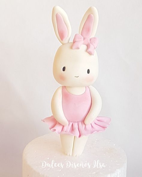 Bunny Ballerina Cake, Ballerina Bunny Cake, Bunny Fondant, Simple Fondant Cake, Ballerina Party Theme, Bunny Birthday Cake, Ballerina Cake Topper, Ballerina Baby Showers, Bunny Birthday Party