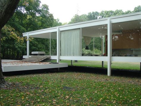 The New LEGO Farnsworth House & A Look At The Original by Mies van der Rohe. – if it's hip, it's here Mies Van Der Rohe Farnsworth House, Farnsworth House, Ludwig Mies Van Der Rohe, Walter Gropius, Mid Century Architecture, Renzo Piano, Frank Gehry, Chicago Architecture, American Architecture