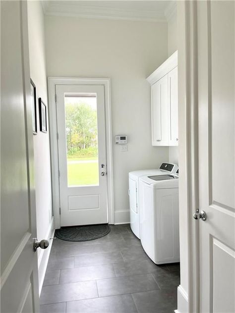 Laundry Room With Exterior Door, Big Laundry Room, Honeysuckle House, Mud Room Laundry Room Combo, Laundry Cupboard, Laundry Room Pantry, Cupboard Ideas, Laundry Room/mud Room, Planned Community