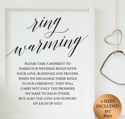 Ring Warming Ceremony Description purchased from Etsy. Needs to be framed (Spotlight). Ring Warming Sign, Ring Warming Ceremony Sign, Ring Warming, Wedding Musts, Ceremony Readings, Ring Warming Ceremony, Wedding Ceremony Readings, Cricut Wedding, Wedding Moodboard