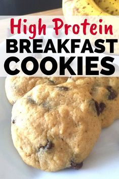 High Protein Breakfast Cookies, Breakfast Cookies For Kids, Chocolate Chip Breakfast Cookies, Protein Breakfast Cookies, Chocolate Chip Breakfast, Protein Chocolate Chip Cookies, Banana Breakfast Cookie, Banana Chocolate Chip Cookies, High Protein Breakfast Recipes