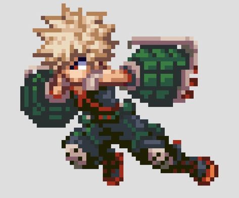 Bakugo Perler Beads, Mha Pixel Art Grid, Mha Perler Bead Patterns, Mha Perler Beads, Mha Pixel Art, Modele Pixel Art, Piskel Art, Pixel Characters, Bakugou Manga