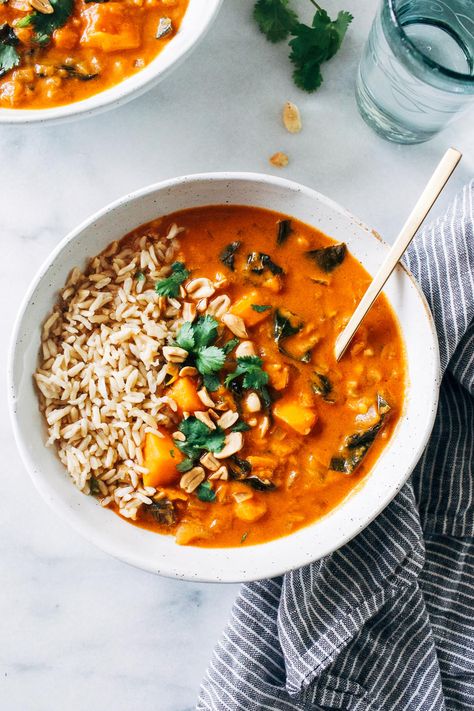 One-Pot African Peanut Stew - Making Thyme for Health African Peanut Soup, African Peanut Stew, Peanut Stew, Chard Recipes, Peanut Soup, Nourishing Foods, African Food, Healthy Ingredient, Stew Recipes