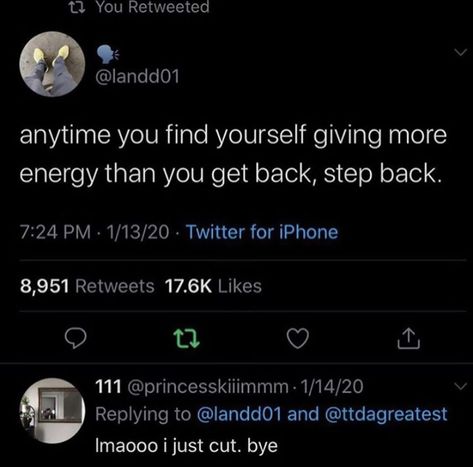 anytime you find yourself giving more energy than you get back, step back. Quotes Uplifting, Quotes Morning, Quotes Board, Quotes Arabic, First Love Quotes, Twitter Tweets, Writing Motivation, Glow Nails, Character Quotes