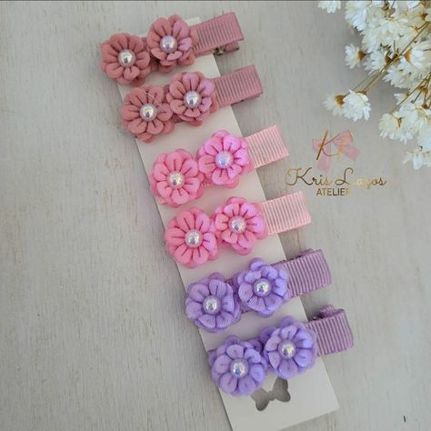 Hair Clips Infantil, Hair Bows Diy Ribbon, Diy Hair Accessories Ribbon, Diy Crafts Love, Hair Clips Diy, Bows Diy Ribbon, Diy Bows, Kawaii Jewelry, Handmade Hair Bows