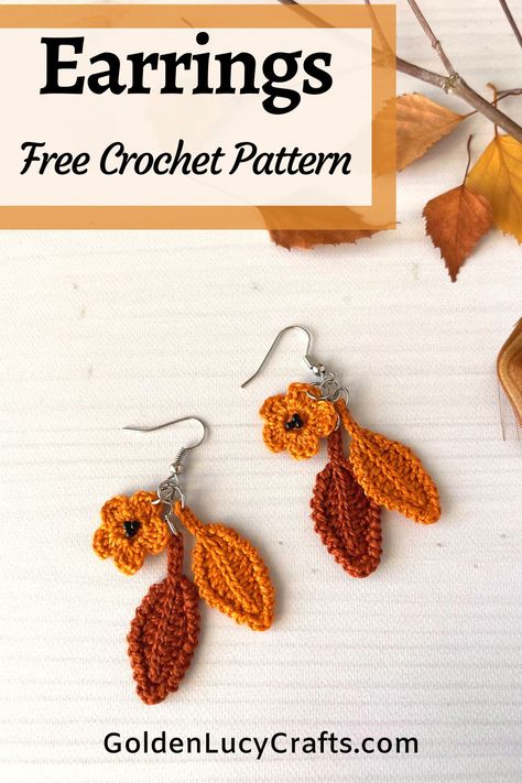 Crocheted Fall themed earrings. Mandala Crochet, Crochet Jewlery, Fall Crochet Patterns, Crochet Jewelry Patterns, Crochet Earrings Pattern, Crochet Leaves, Crochet Fall, Crochet Mandala, Crochet Diy