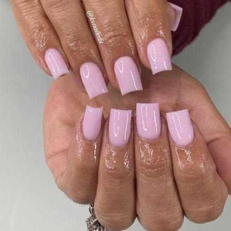 Pink Acrylic Short Square Nails, Shirt Acrylic Nails Square Pink, Short Set Acrylic Nails Pink, Acrylic Nails With Nail Polish, Pink Short Set Nails, Plain Pink Acrylic Nails Short, Pink Short Nails Black Women, Short Square Baby Pink Nails, Mommy Nails Ideas Short