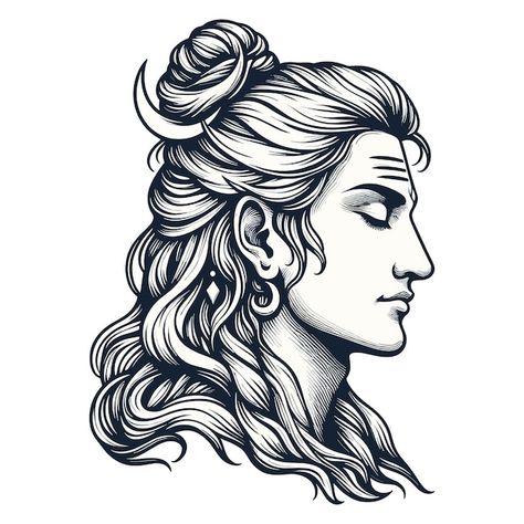 Mahadev Portrait, Shiva Tatoos, Mahadev Face, Shiv Tattoos, Bikes Stickers, Miracle Tattoo, About Shiva, Pen Vector, Geometric Wolf Tattoo