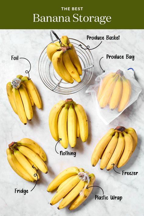 After testing 7 methods, we found the best way to store bananas so they last longer. Storing Bananas, How To Store Bananas, Banana Storage, Keep Bananas Fresh, Kitchen Hacks Food, Never Going Back, Banana Sandwich, Baking Secrets, Banana Dessert Recipes