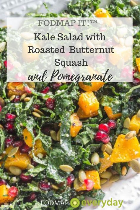 Salad With Roasted Butternut Squash, Kale Salads, Hormone Reset, Fodmap Lunch, Fodmap Friendly Recipes, Winter Kitchen, Low Fodmap Diet Recipes, Fodmap Diet Recipes, Ibs Recipes