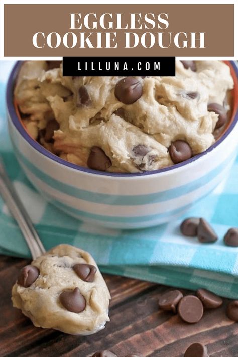 Grab a Spoon! This Eggless Cookie Dough recipe is for all the cookie dough lovers out there! With NO eggs included in this recipe, you can use this edible cookie dough in shakes, fudge, brownies, or eat it all by itself!! #egglesscookiedough #cookiedough #cookiedoughrecipe #egglesscookiedoughrecipe #ediblecookiedough Eggless Cookie Dough Recipe, Egg Free Cookie Dough, Eggless Cookie, Eggless Cookie Dough, Edible Cookie Dough Recipe, Cookie Dough Recipe, Healthy Cookie Dough, Make Chocolate Chip Cookies, Ketogenic Desserts