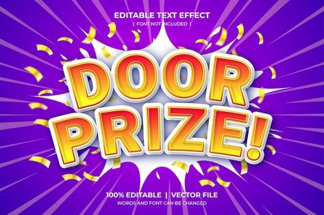 Editable text effect style concept door ... | Premium Vector #Freepik #vector #game-title #title-text #typeface #style-text Door Prize Design, Text Typography, Vector Game, Photoshop Design Ideas, Typography Alphabet, Door Prizes, Game Title, Apa Aja, Text Effect