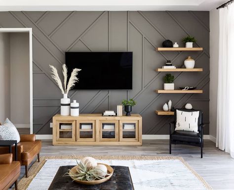 All 📷 by Stephanie, owner on Instagram: “Couldnt resist sharing this beautiful living room and focal wall! I love the variety that each home I shoot has💕 Image for…” Living Room Wall Color, Modern Farmhouse Living, Accent Walls In Living Room, Modern Farmhouse Living Room, Farmhouse Living Room, Beautiful Living Rooms, Contemporary Living Room, Great Room, Living Room Tv