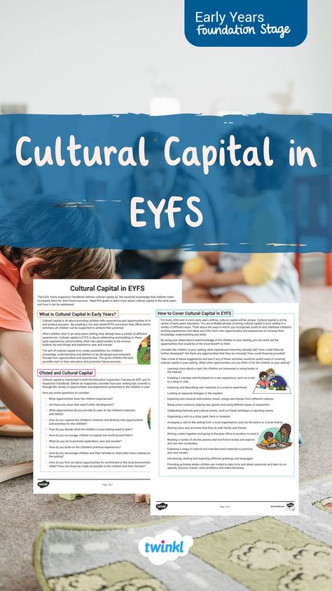 Read this handy guide to learn about cultural capital, find examples of cultural capital and questions to consider for an Ofsted visit. Cultural Capital Early Years, Early Years Foundation Stage, Nursery Activities, Cultural Capital, Preschool Teacher, Early Years, Professional Development, Social Skills, Early Childhood