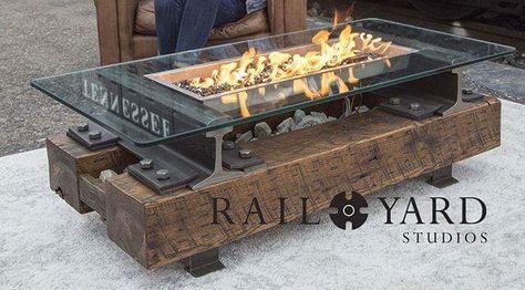 Railroad Furniture, Reclaimed Wood Projects, Industrial Design Furniture, Smart Home Design, Fire Pit Designs, Unique Coffee Table, Diy Furniture Renovation, Diy Home Furniture, Modern Cabin